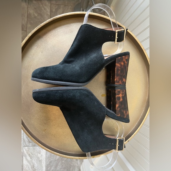 VIONIC LACEY TORTOISE HEEL BLACK SUEDE SLINGBACKS | SIZE 7 | EUC - Picture 4 of 10